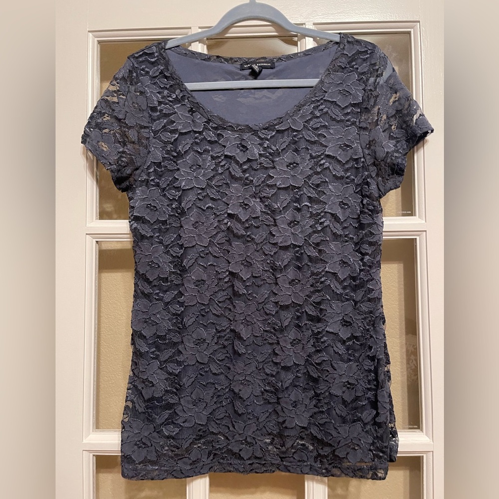 Banana Republic Lace Floral Top in Blue